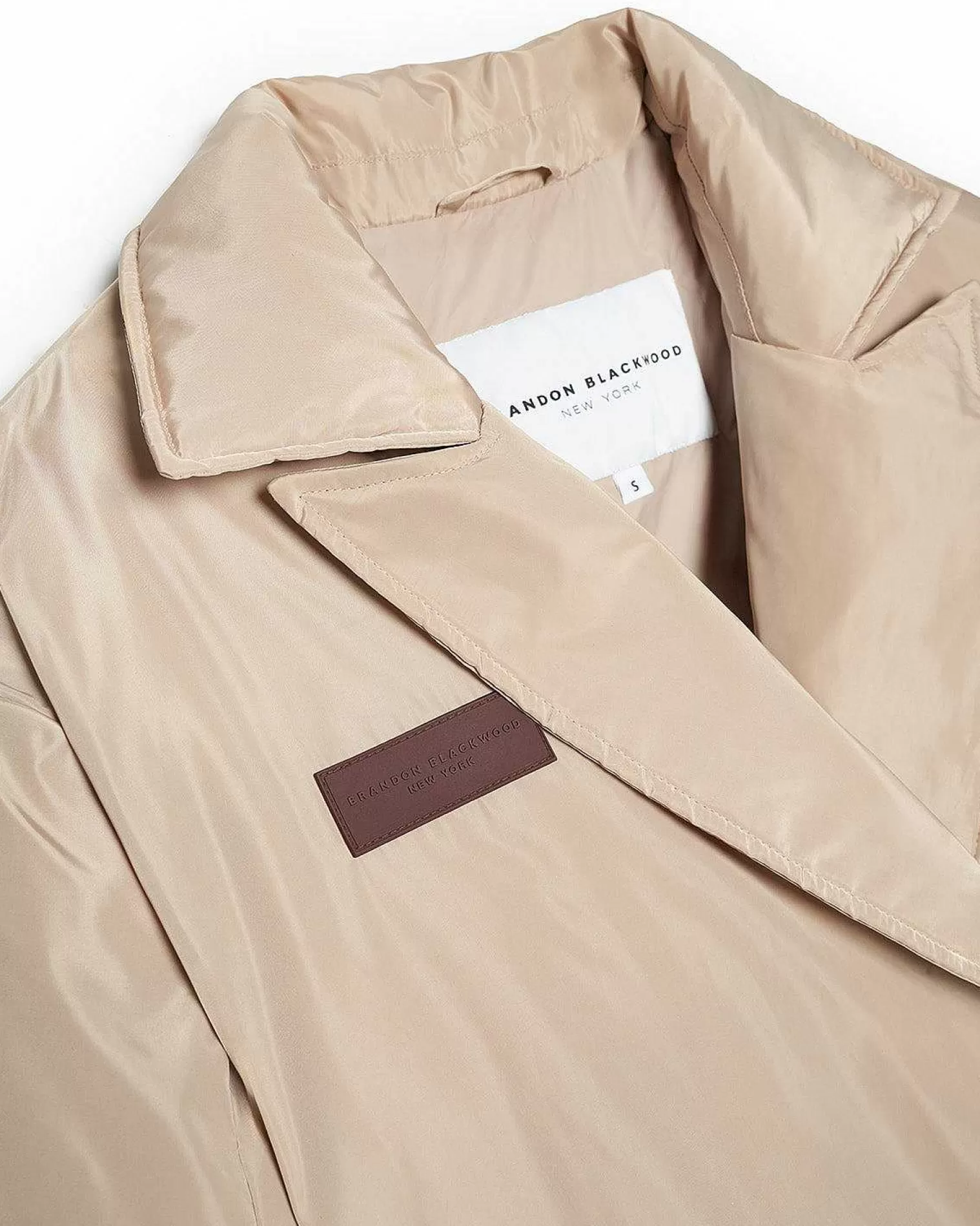 Outerwear>Brandon Blackwood Tailored Puffer Coat Beige Nylon