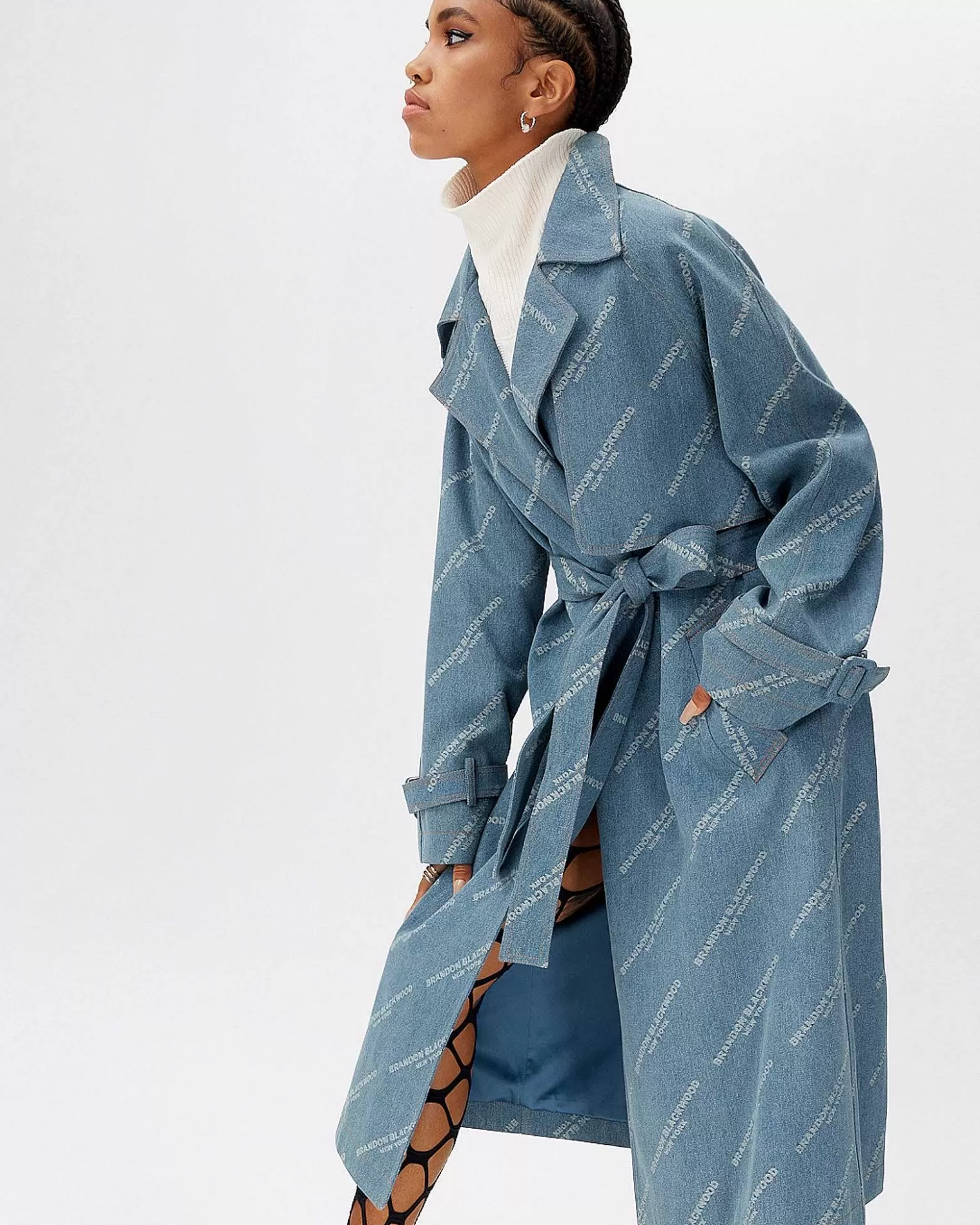 Outerwear>Brandon Blackwood The Mercer Trench Blue