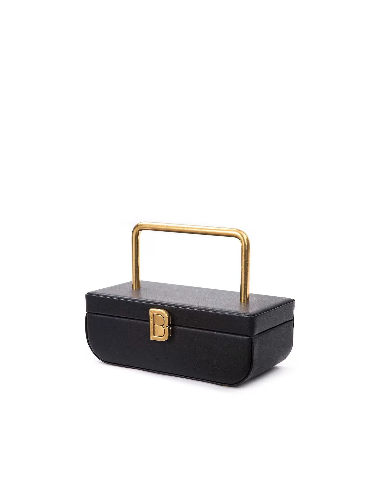 Top Handle Bags>Brandon Blackwood Vanity Purse | 24K Gold Plated Hardware Black Leather