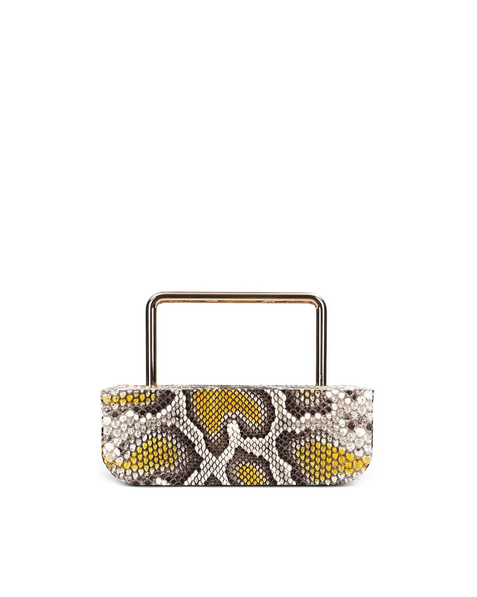 Top Handle Bags>Brandon Blackwood Vanity Purse | 24K Gold Plated Hardware Yellow Spotted Snakeskin